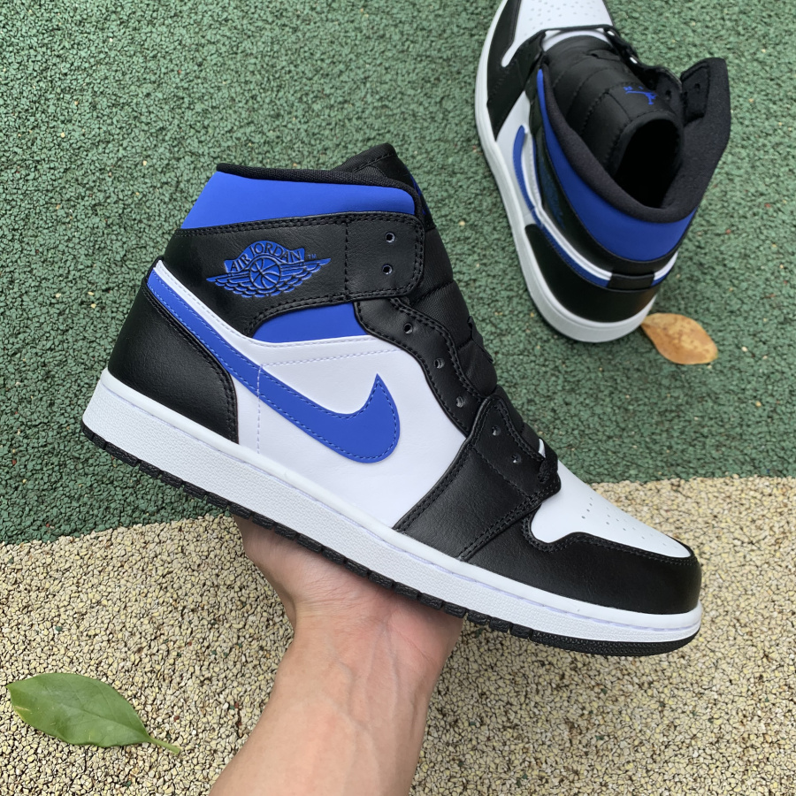 Jordan 1 Mid White Black Royal 554724-140
