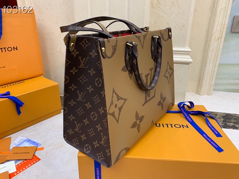 L0u1s Vu1tton Onthego Monogram Giant Reverse MM Brown 34 x 27 x 14CM