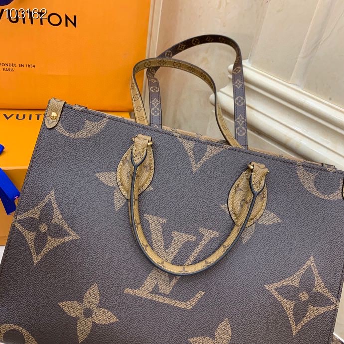 L0u1s Vu1tton Onthego Monogram Giant Reverse MM Brown 34 x 27 x 14CM