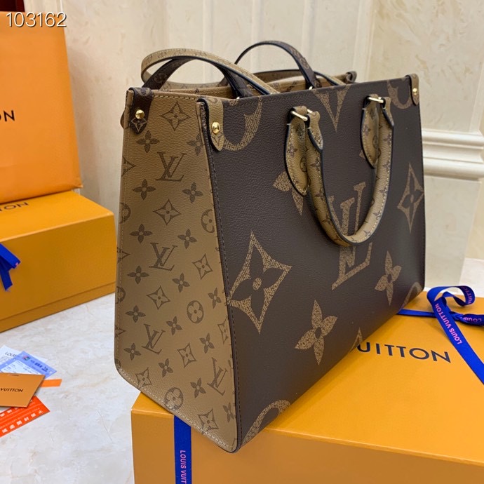 L0u1s Vu1tton Onthego Monogram Giant Reverse MM Brown 34 x 27 x 14CM