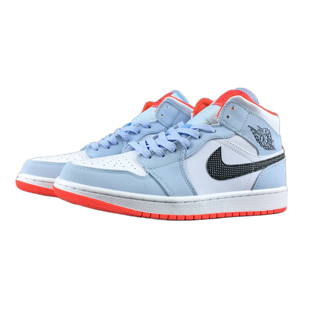 Nike Air Jordan 1 Mid Half Blue Polka Dot Swoosh (GS) 555112-400