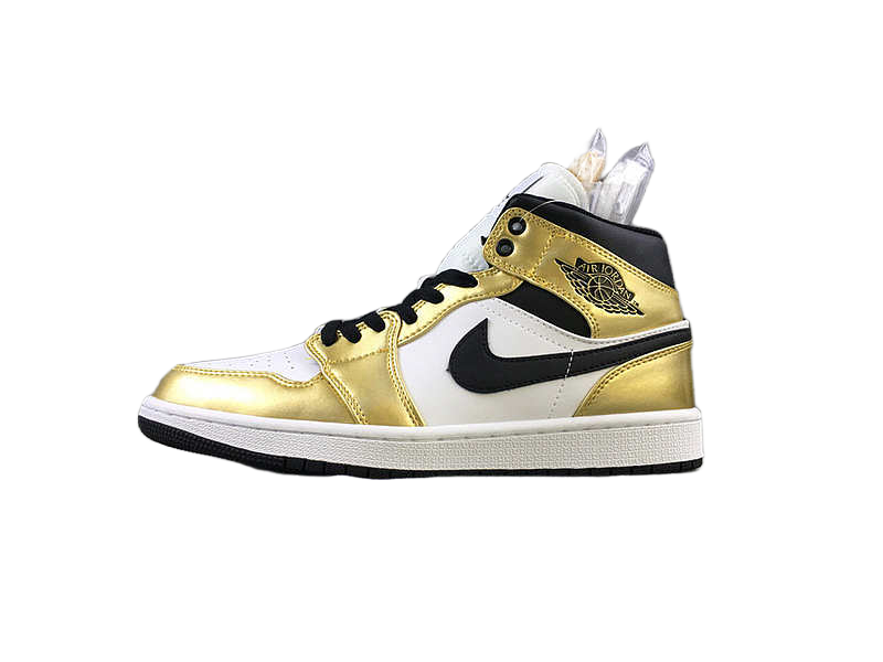 Nike Air Jordan 1 Mid Metallic Gold Black White DC1419-700