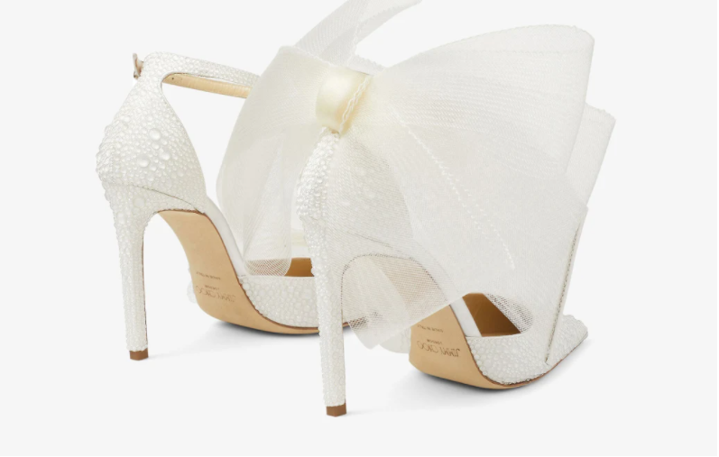 J1mmy Ch00 Averly 100 Latte Pumps with Asymmetric Grosgrain Mesh Fascinator Bows