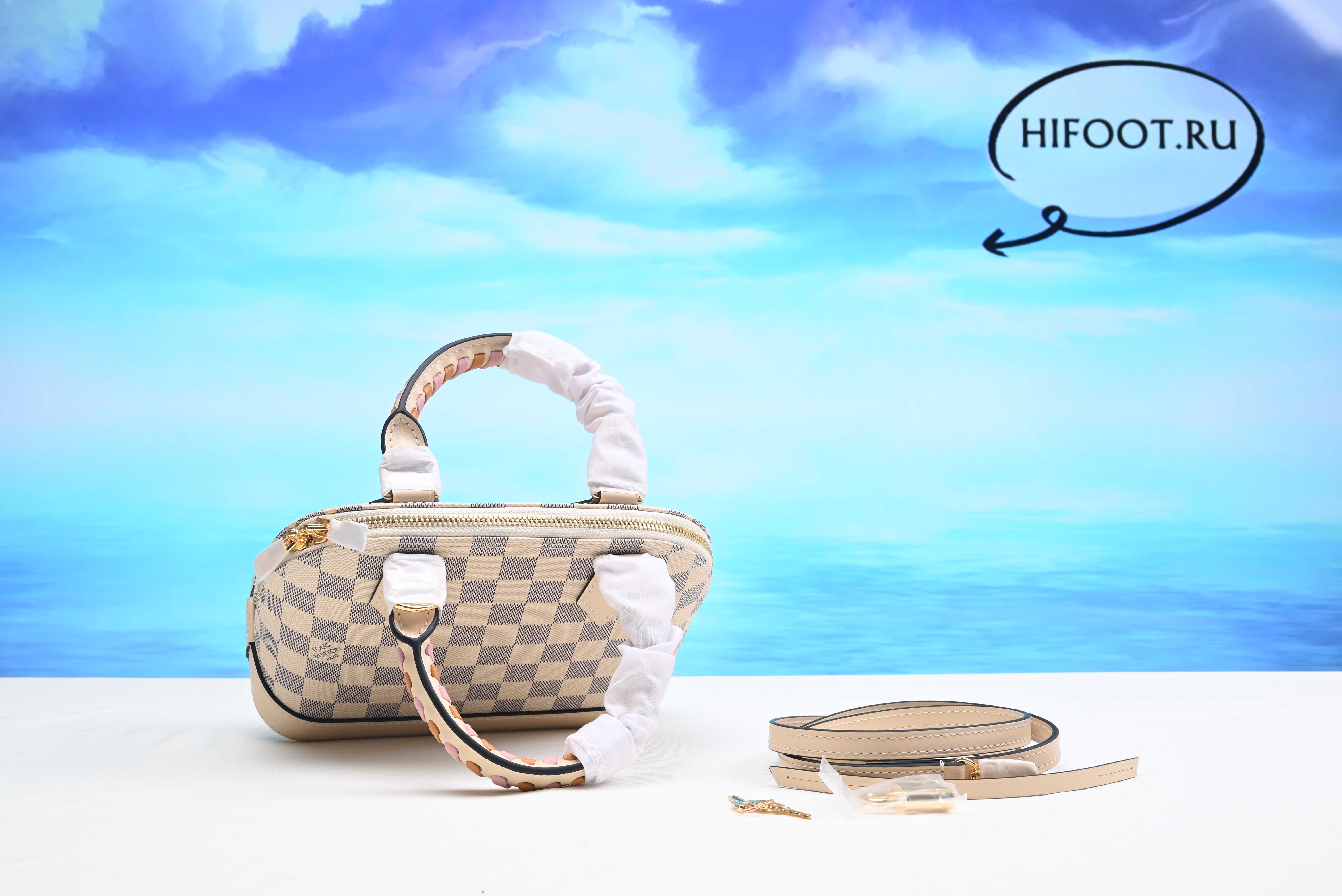 1V Damier Azur Braided Alma BB