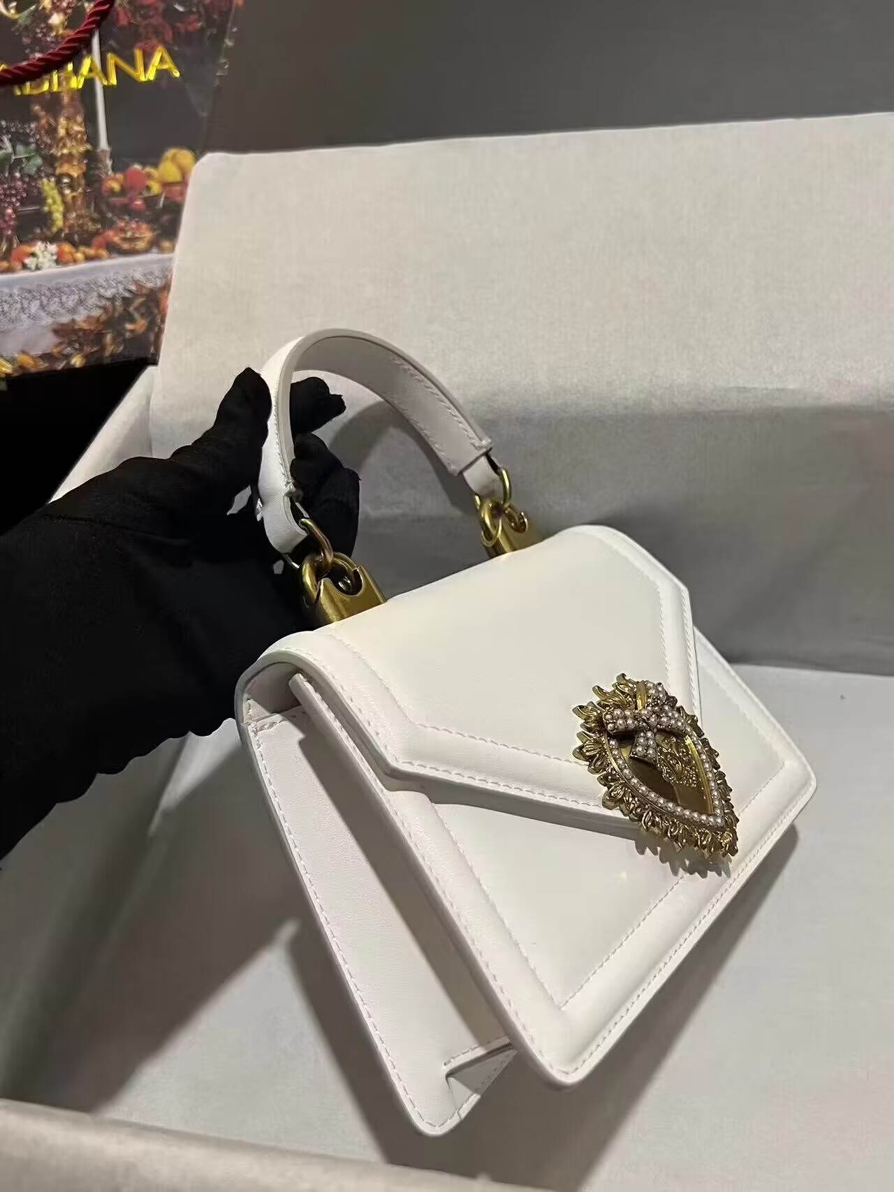 Dolce & Gabbana Devotion Envelope Top Handle Bag White 24CM