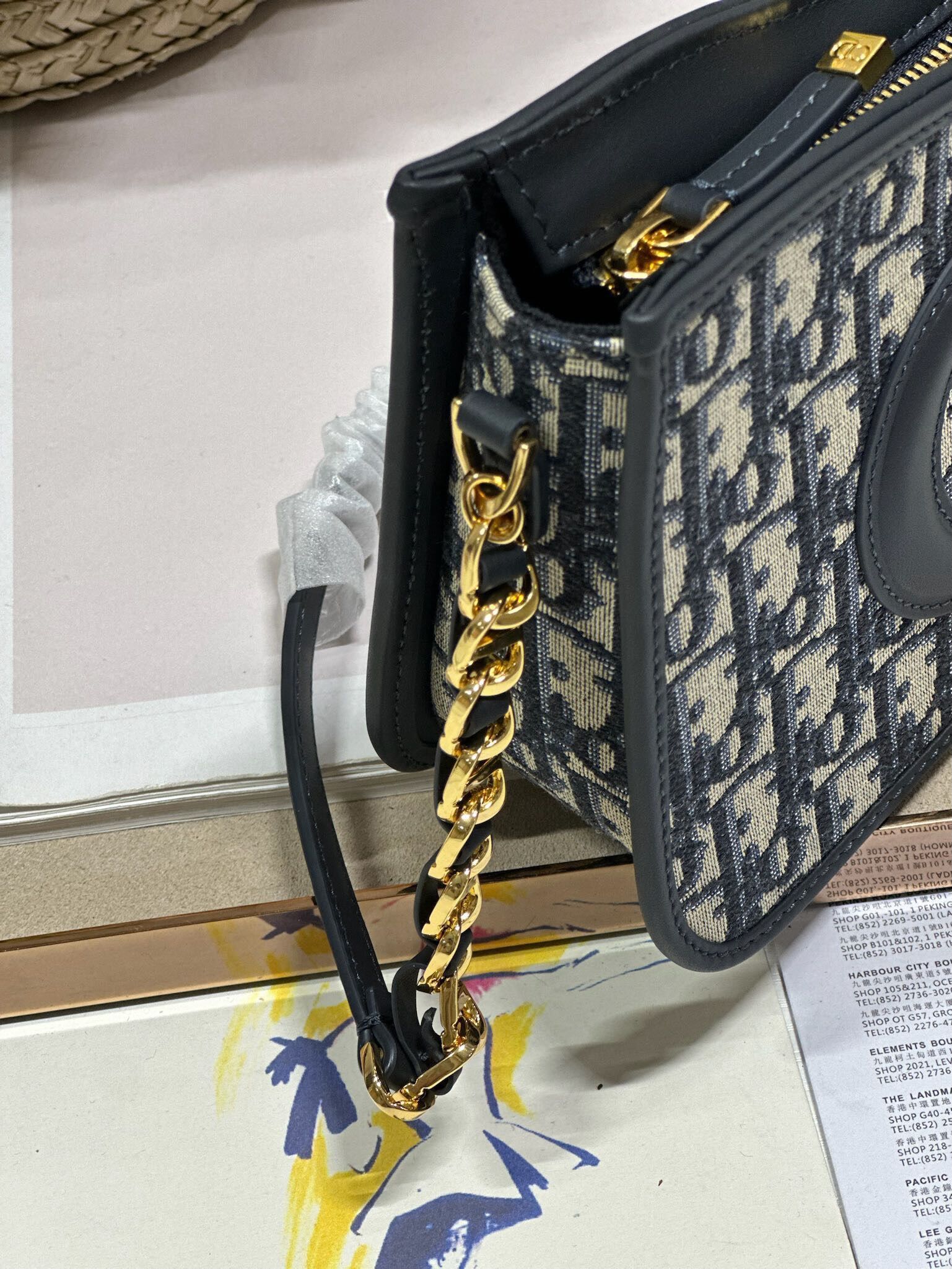 ch**an D*or cd signature hobo mini chain bag 23.5x14.5x6cm