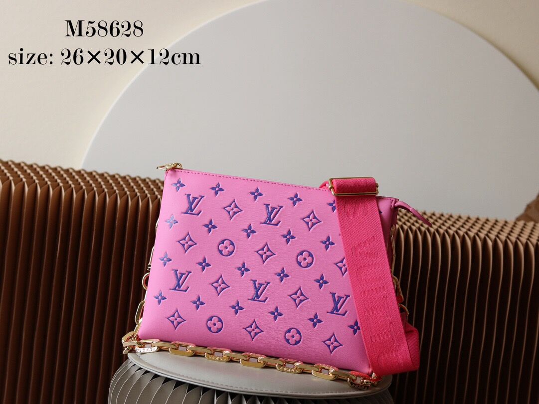 l**is V*t*n pm pochette coussin pink and blue 26x20x12cm
