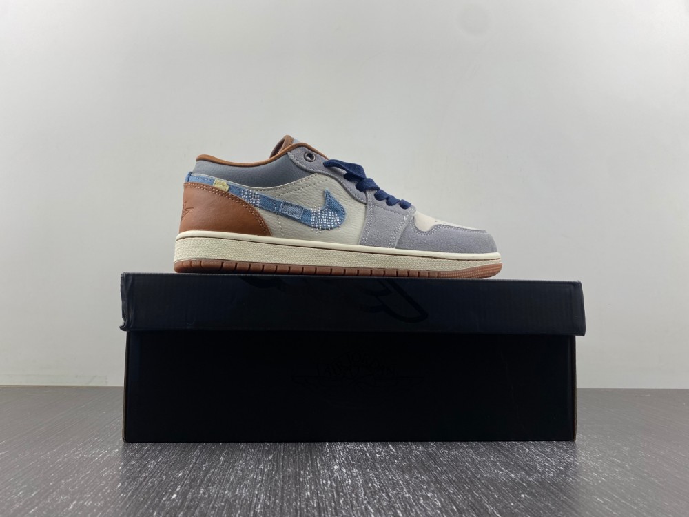 Air Jordan 1 Low SE Phantom Repaired Denim Swoosh  FZ5042-041