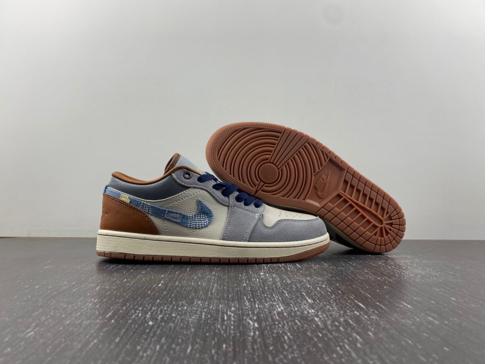 Air Jordan 1 Low SE Phantom Repaired Denim Swoosh  FZ5042-041