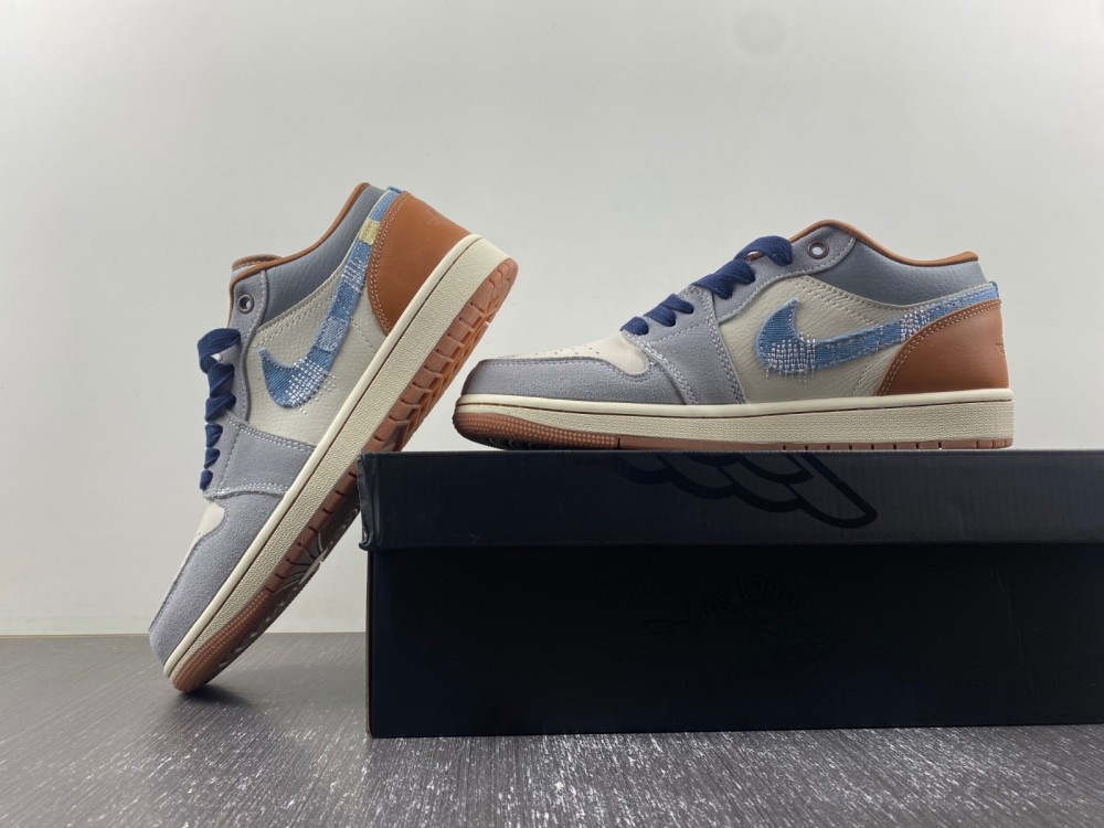 Air Jordan 1 Low SE Phantom Repaired Denim Swoosh  FZ5042-041