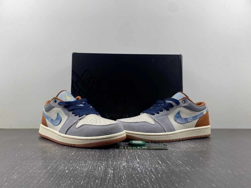Air Jordan 1 Low SE Phantom Repaired Denim Swoosh  FZ5042-041