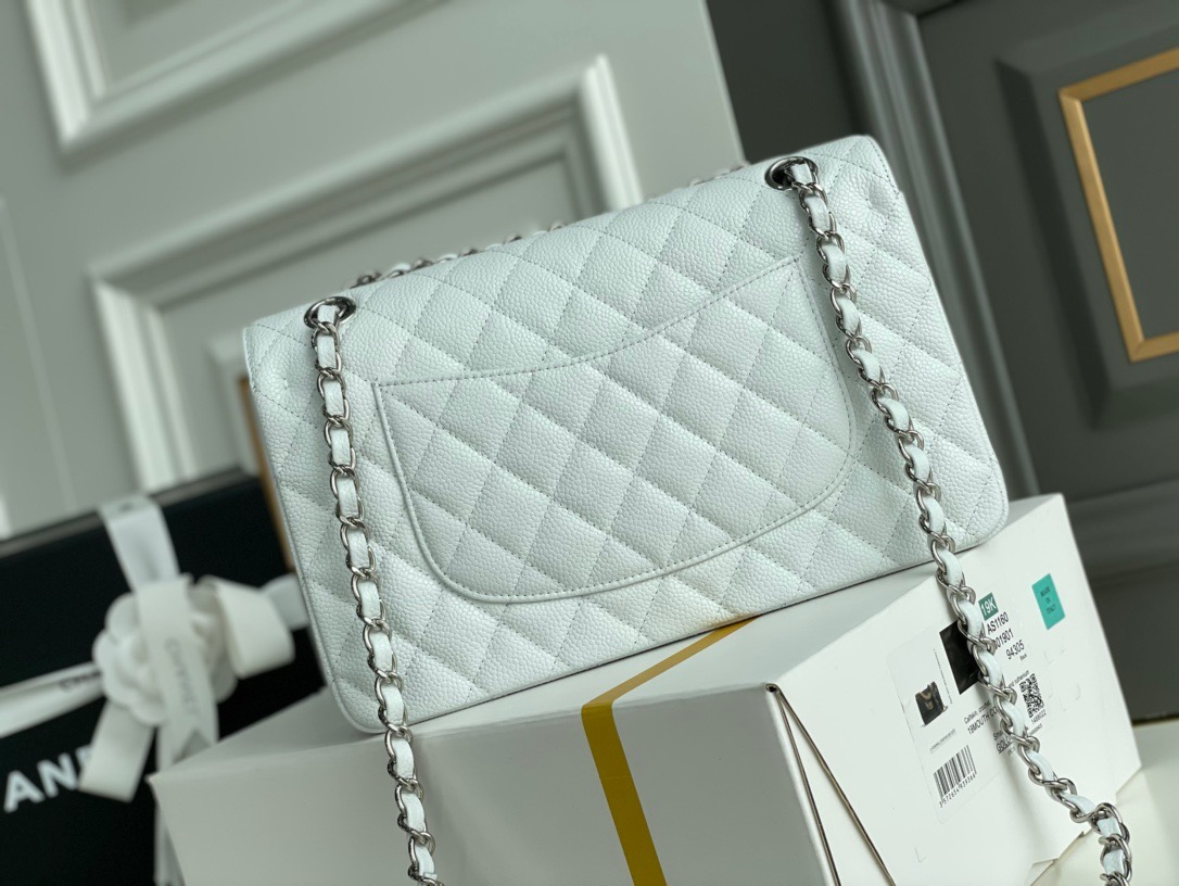 Ch*el classic flap 25cm white