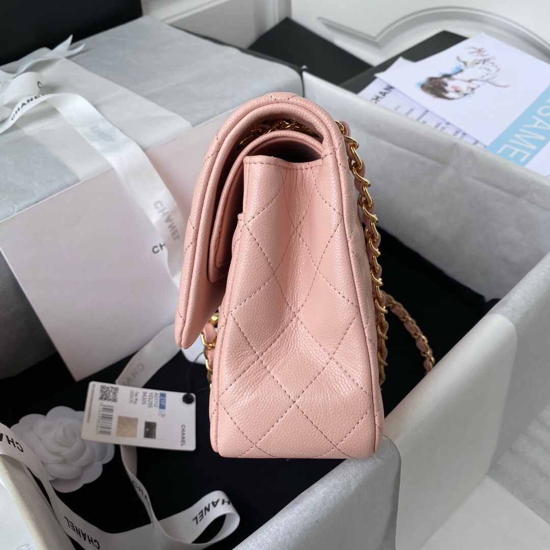Ch*el classic double flap bag quilted iridescent calfskin medium 25cm