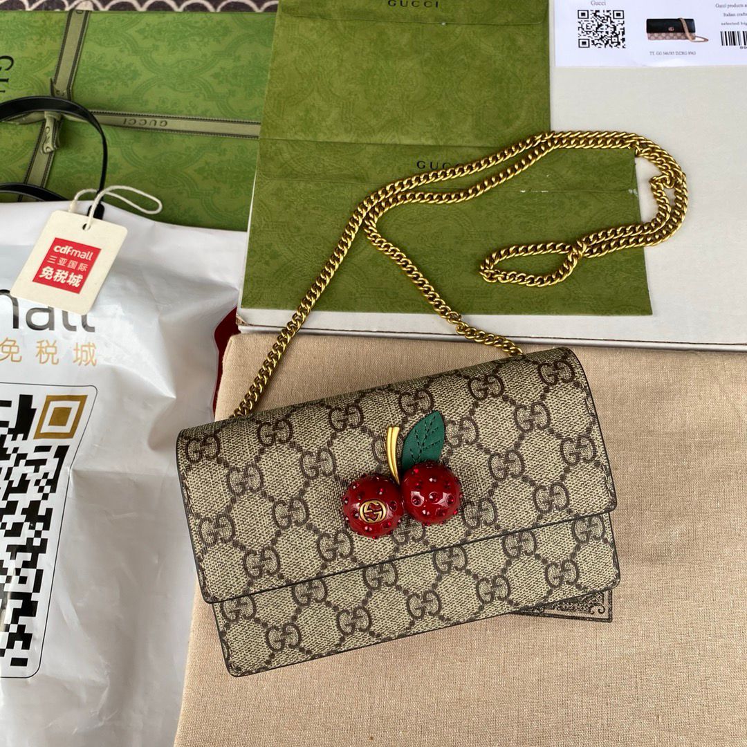 g*u*i gg S*p*e mini bag with cherries 16.5cm