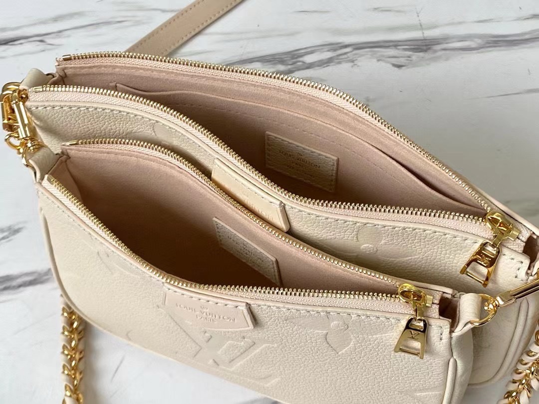 LV Monogram Empreinte Multi Pochette Accessoires Cream 23.5*13*4.5CM