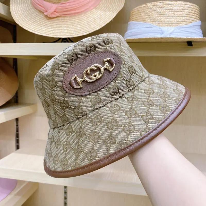 G*u*i fashion leather buckle fisherman hat