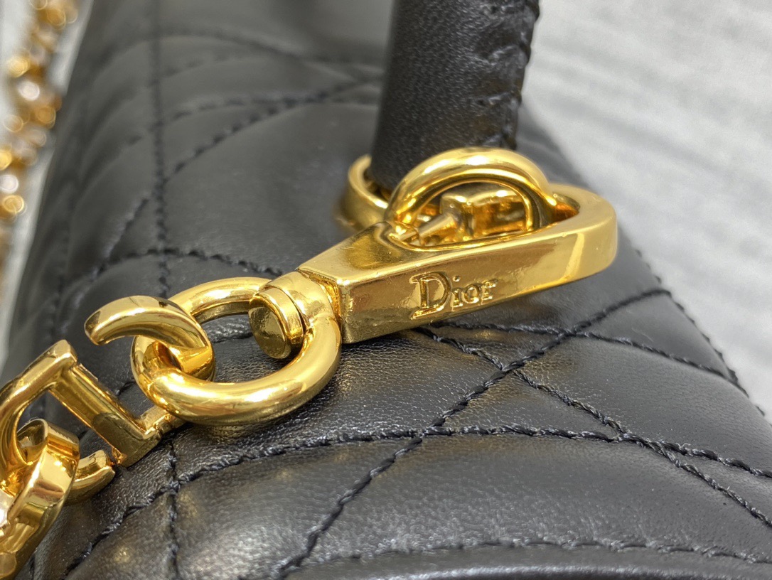 D*or medium D*or ange bag  black macrocannage calfskin 25cm