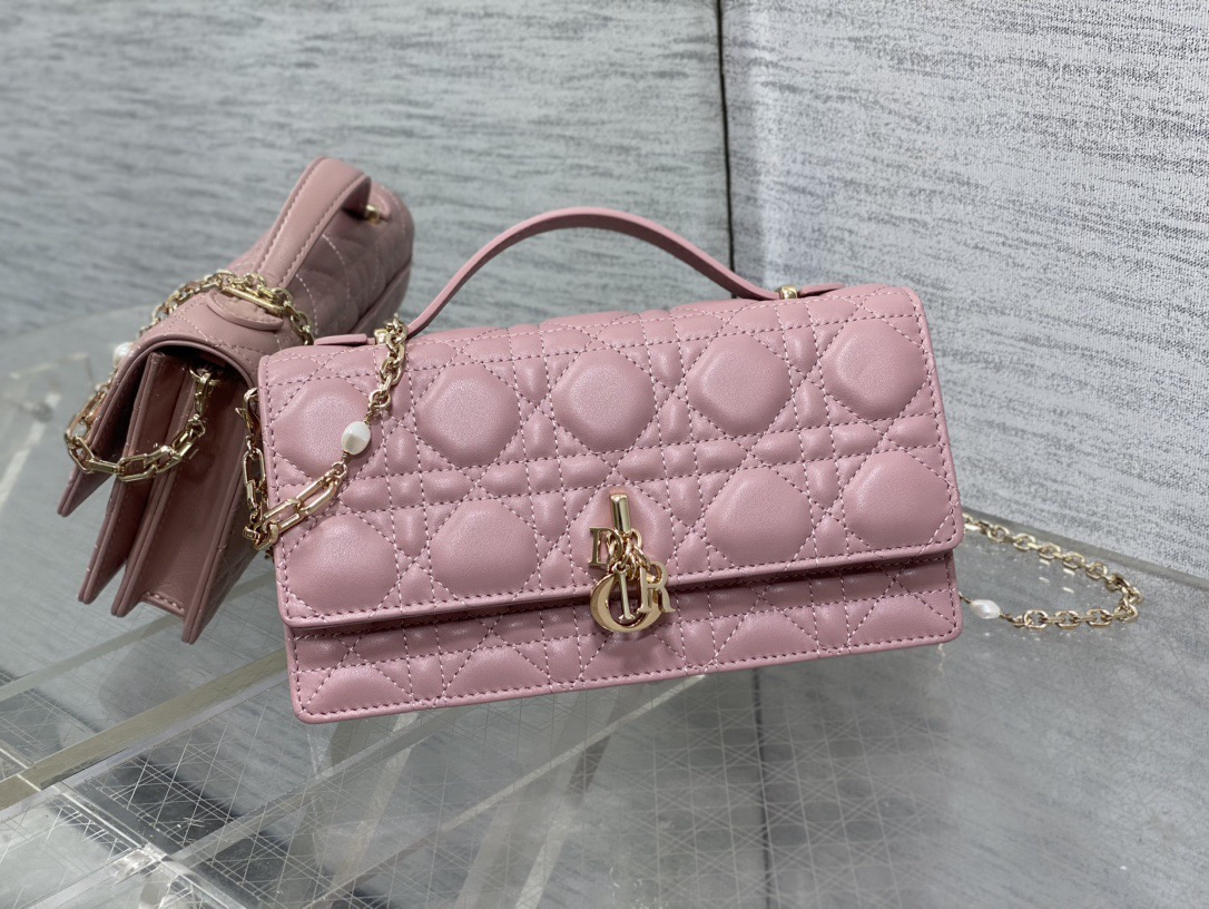 D*or my D*or mini bag antique pink cannage lambskin 21*11*5cm