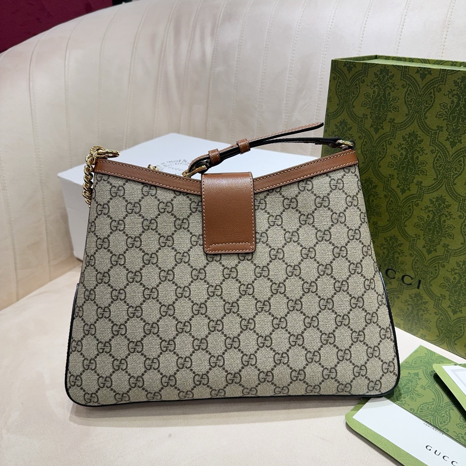 G*u*i padlock gg medium shoulder brown bag 32.5cm