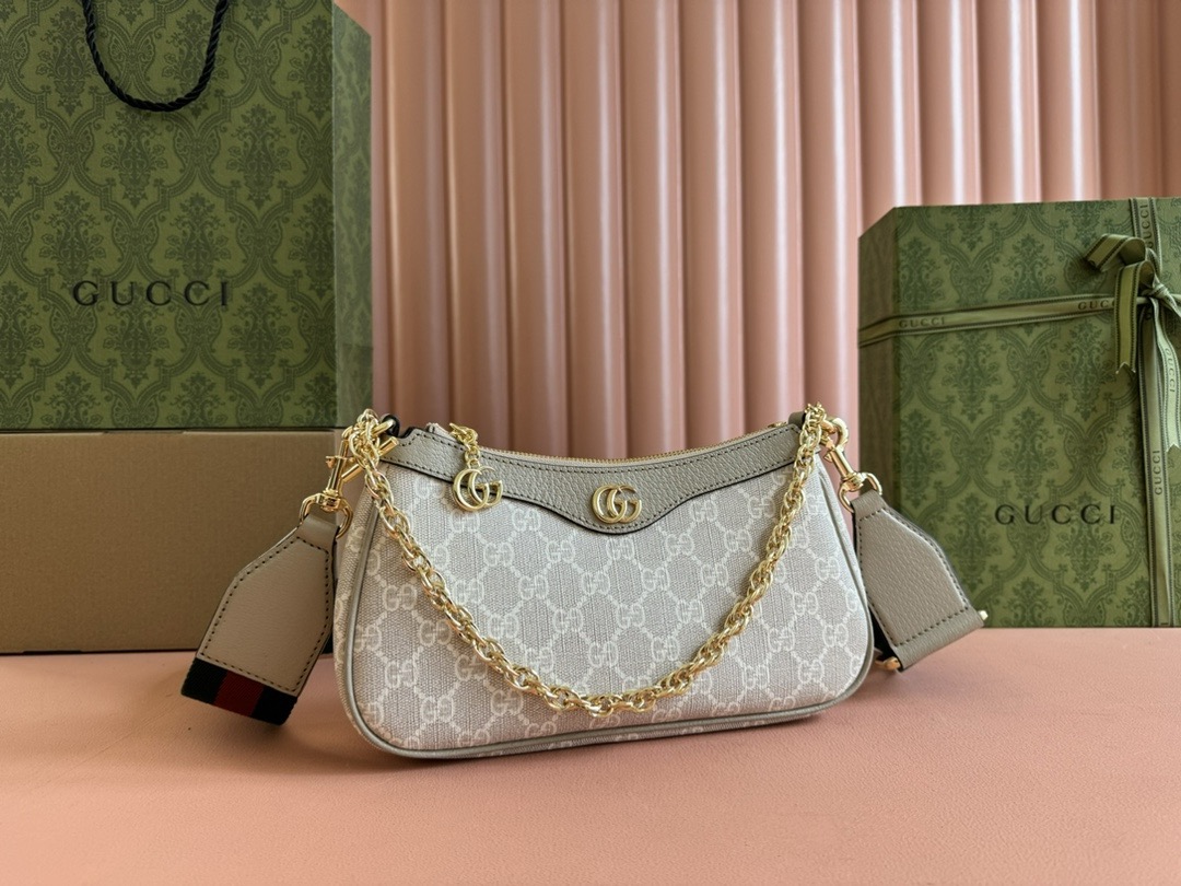 G*u*i ophidia small shoulder bag beige and white gg  25*15.5*6cm