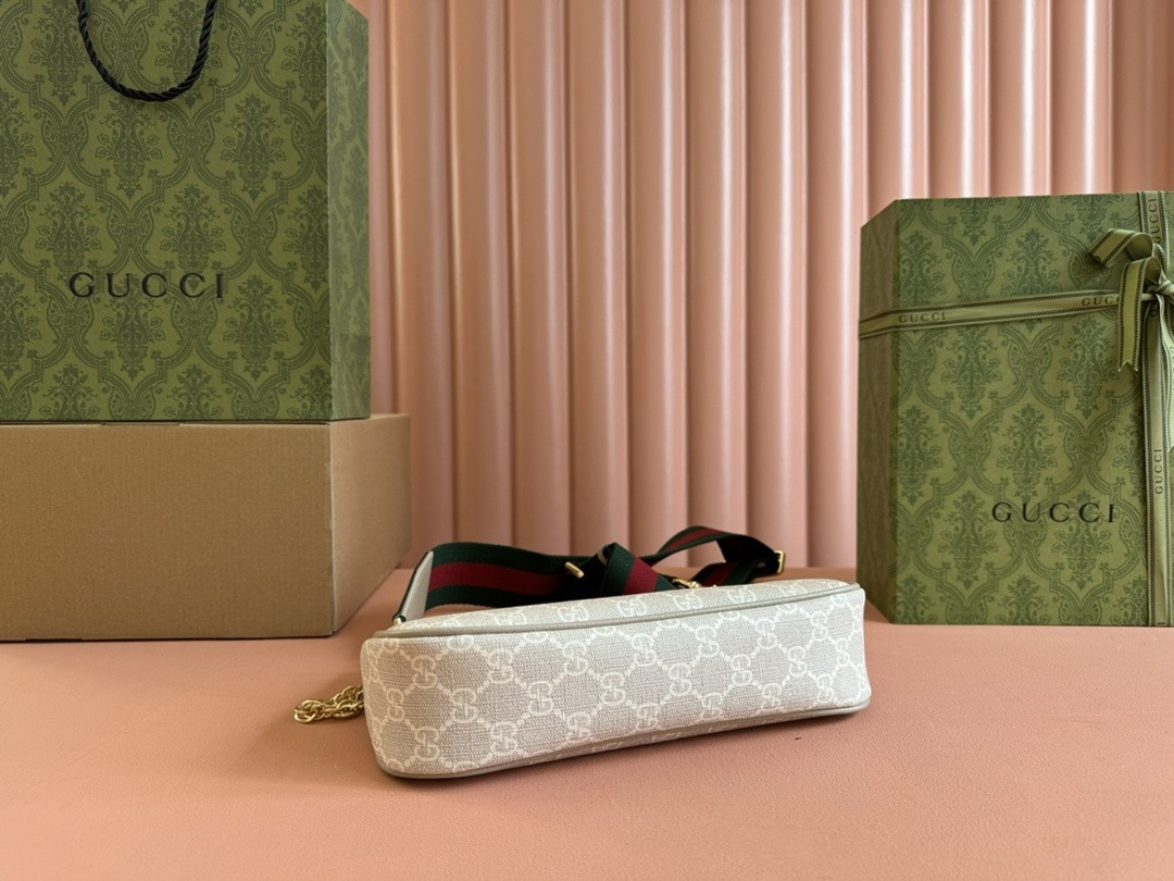 G*u*i ophidia small shoulder bag beige and white gg  25*15.5*6cm