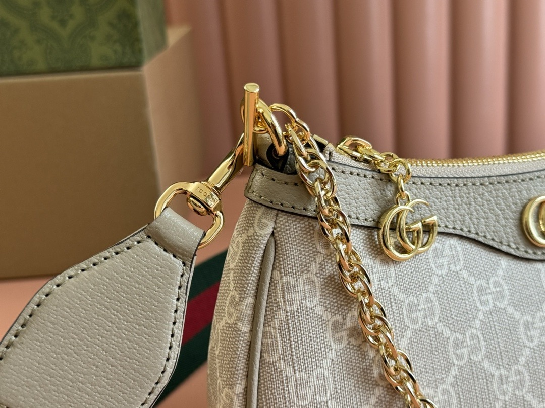 G*u*i ophidia small shoulder bag beige and white gg  25*15.5*6cm