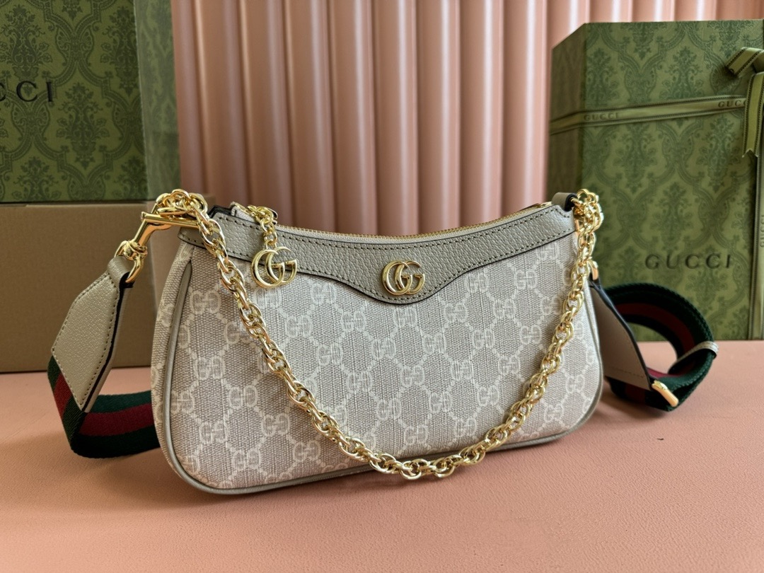 G*u*i ophidia small shoulder bag beige and white gg  25*15.5*6cm