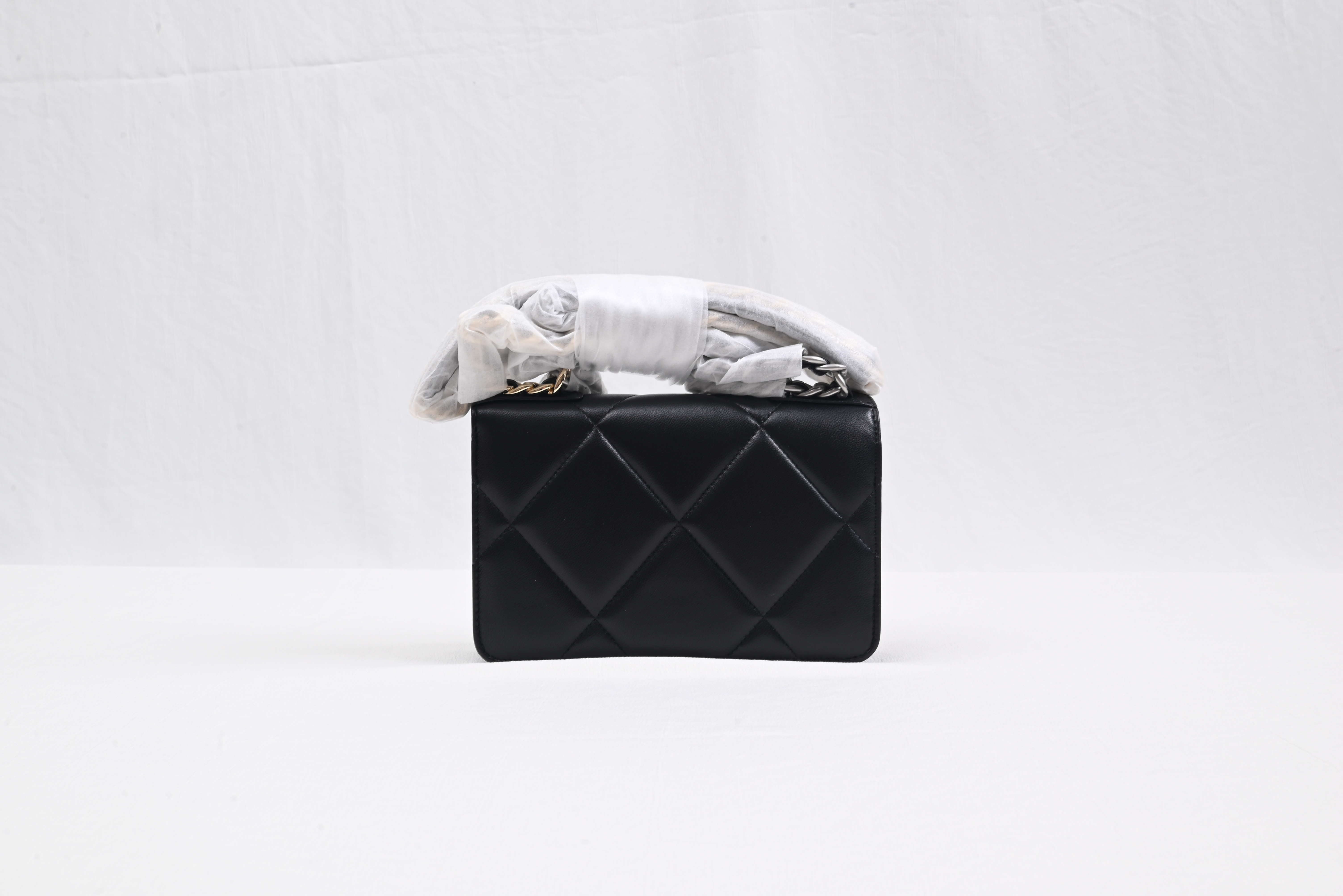 Ch*el lambskin quilted Ch*el 19 wallet on chain woc black