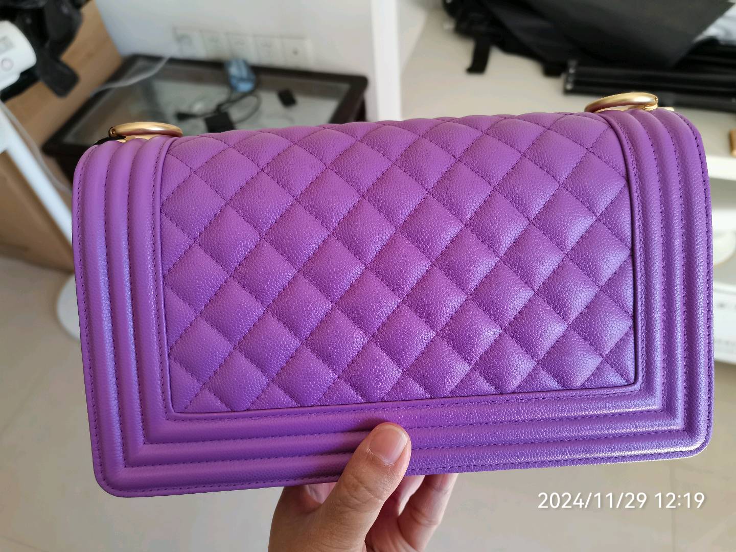 Ch*el boy bag purple 25cm