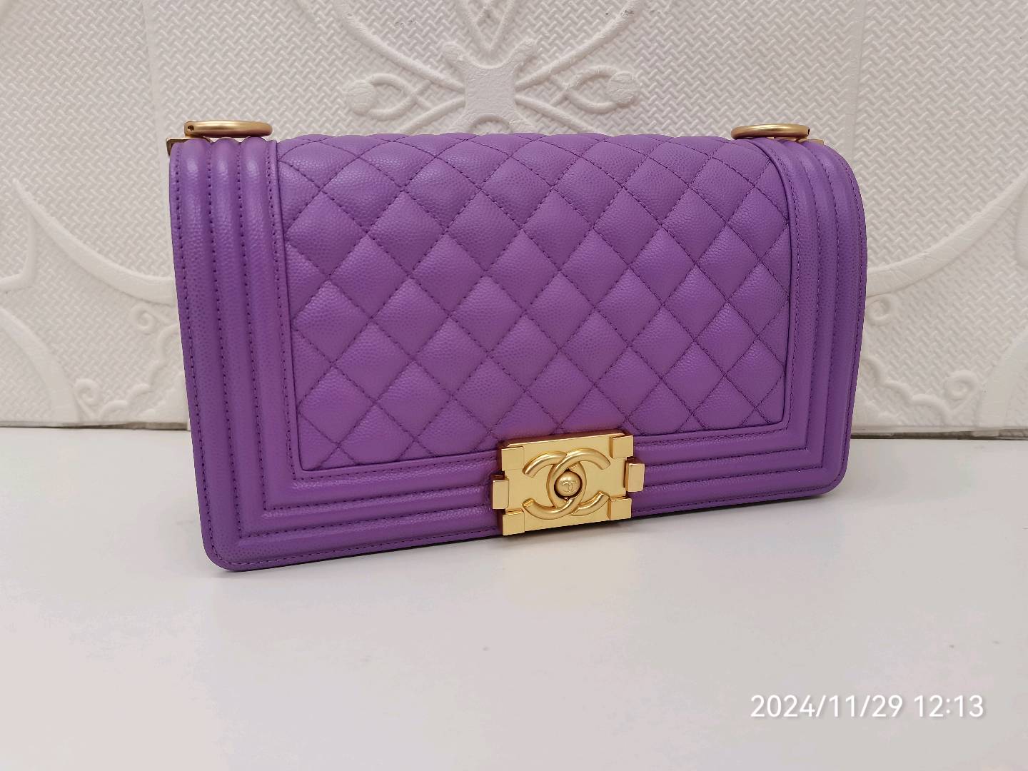 Ch*el boy bag purple 25cm