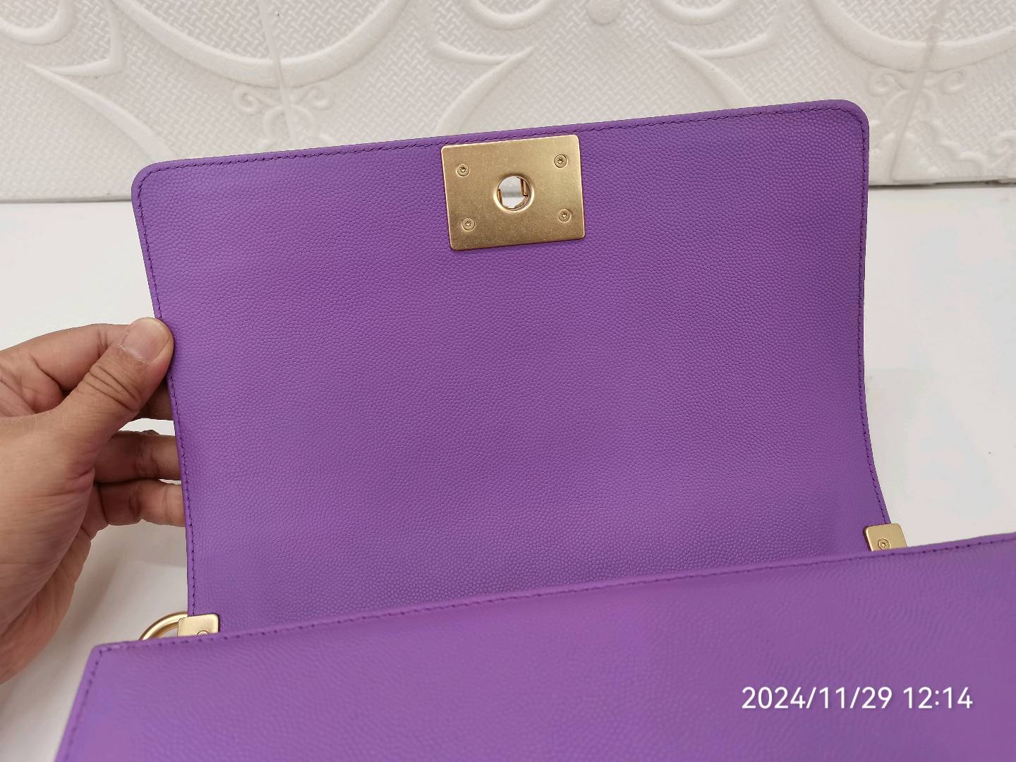 Ch*el boy bag purple 25cm