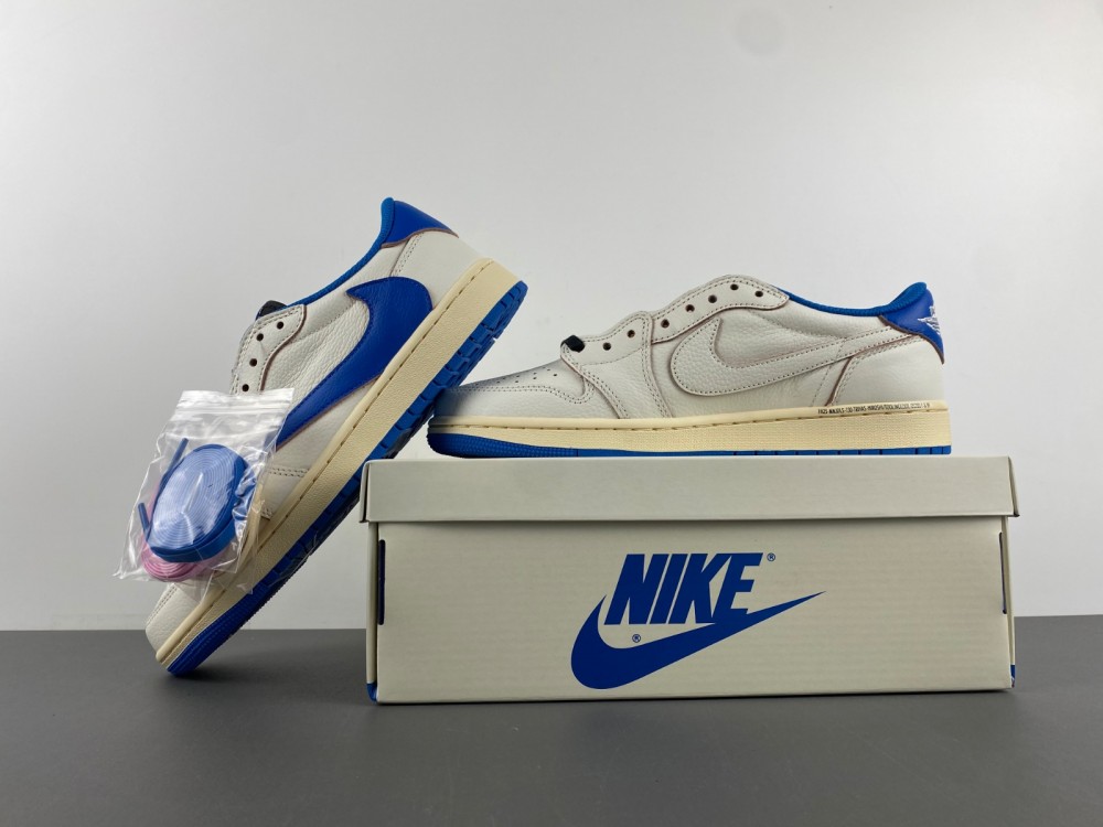 Jordan 1 Retro Low OG SP Fragment x Travis Scott Sail Military Blue DM7866-104