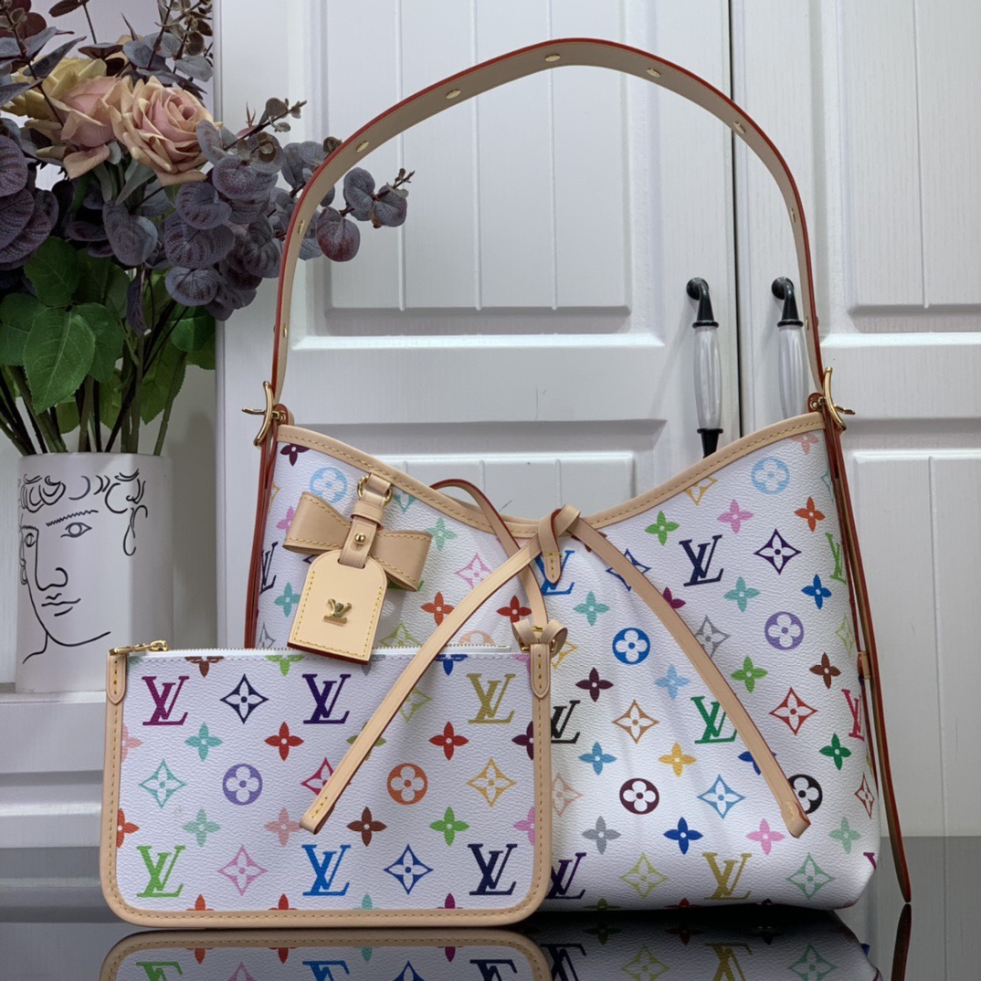 l**is V*t*n x takashi murakami carryall pm white multicolored 29*24*12cm