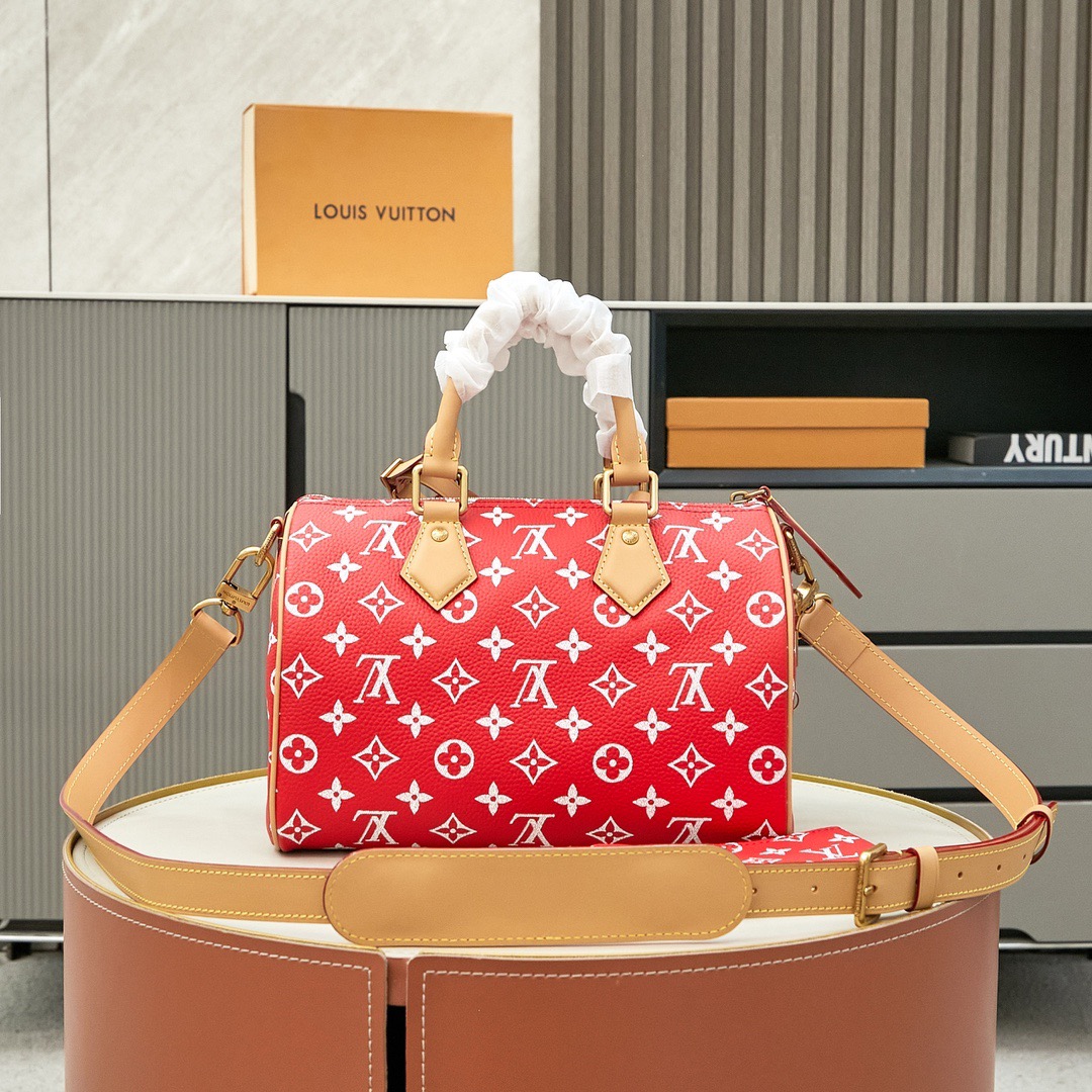 LV Speedy P9 Bandoulière 25 Monogram Leather Red 25*15*5CM