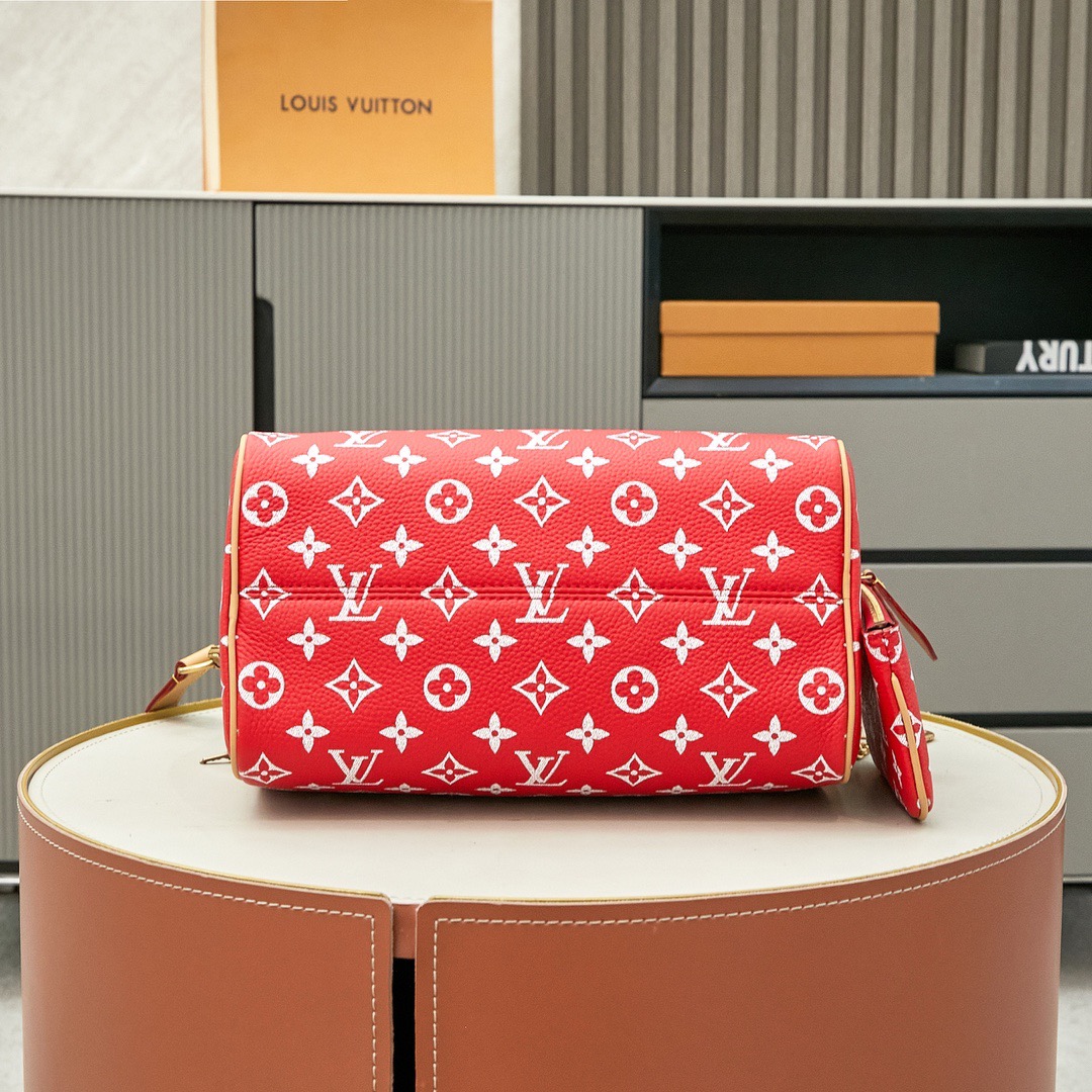 LV Speedy P9 Bandoulière 25 Monogram Leather Red 25*15*5CM