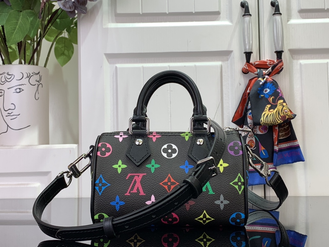 l**is V*t*n x takashi murakami nano speedy black multicolored 16x11x9cm