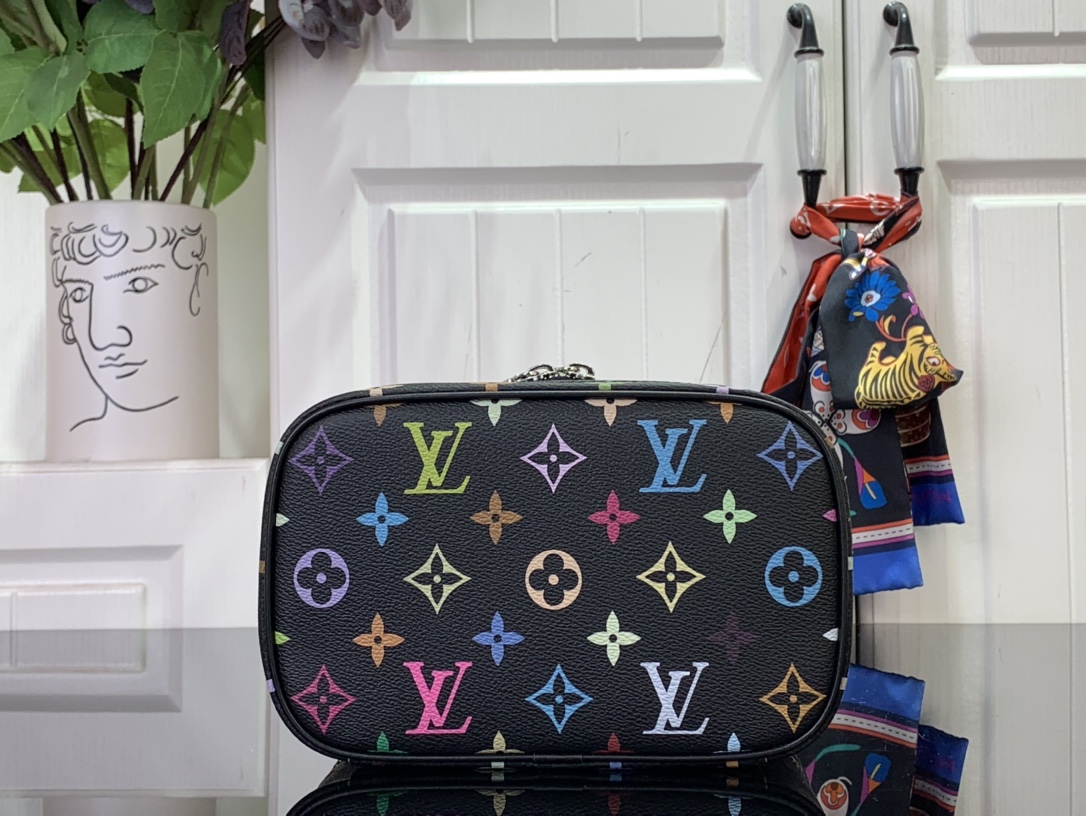 l**is V*t*n x takashi murakami nice mini black multicolored  20x14x13cm
