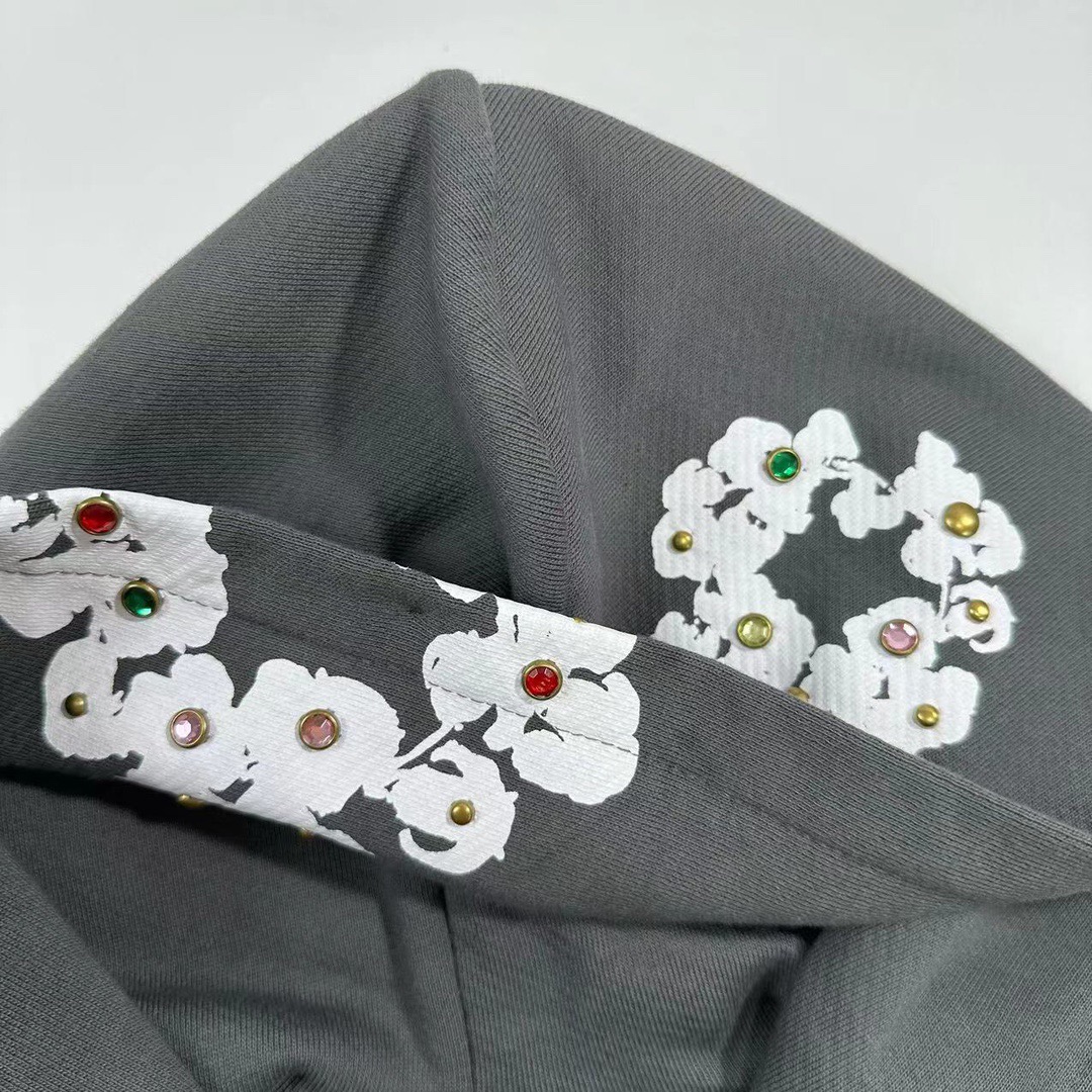 Denim Tears Rhinestone Wreath Zip Hoodie  Grey 2024020701