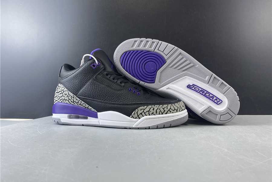 Jordan 3 Retro Black Court Purple