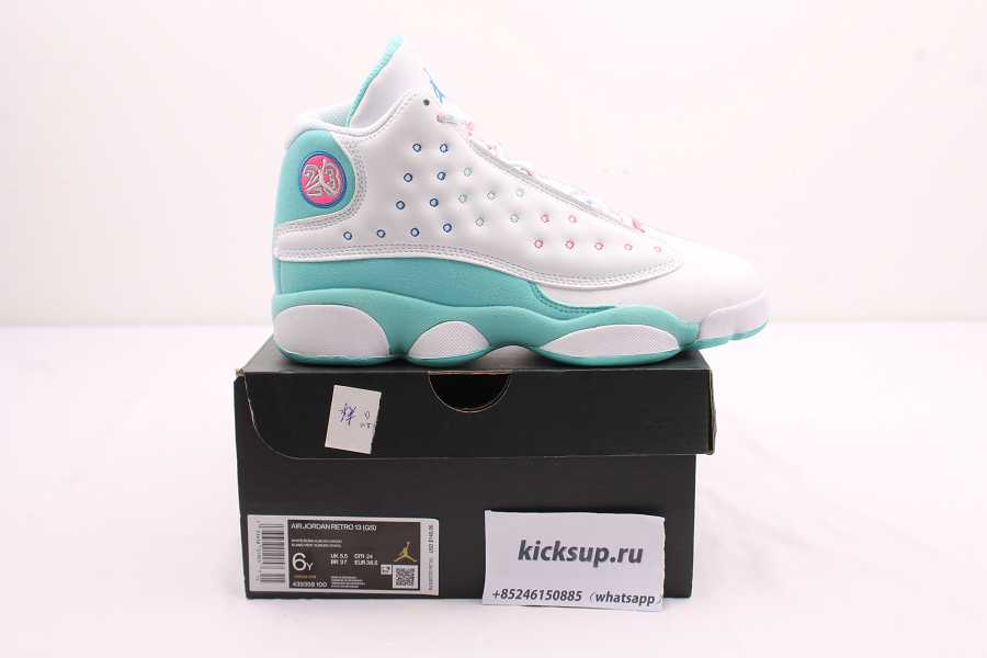 Air Jordan 13 Retro White Soar Green Pink (GS)  439358-100