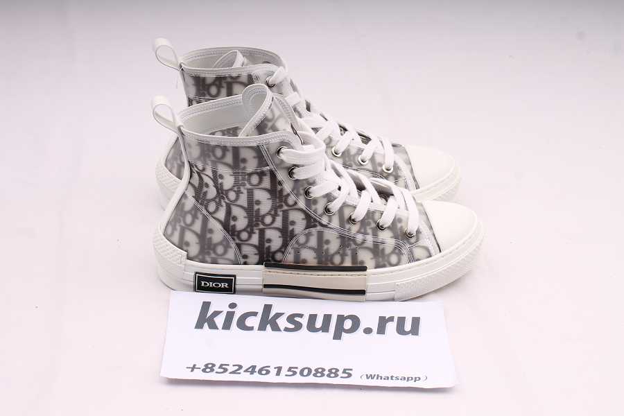 Di0r B23 High-top Sneaker White And Black D10r Oblique Canvas Technical Fabric Sneakers