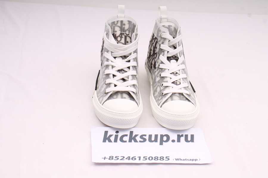 Di0r B23 High-top Sneaker White And Black D10r Oblique Canvas Technical Fabric Sneakers