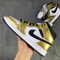 Nike Air Jordan 1 Mid Metallic Gold Black White DC1419-700